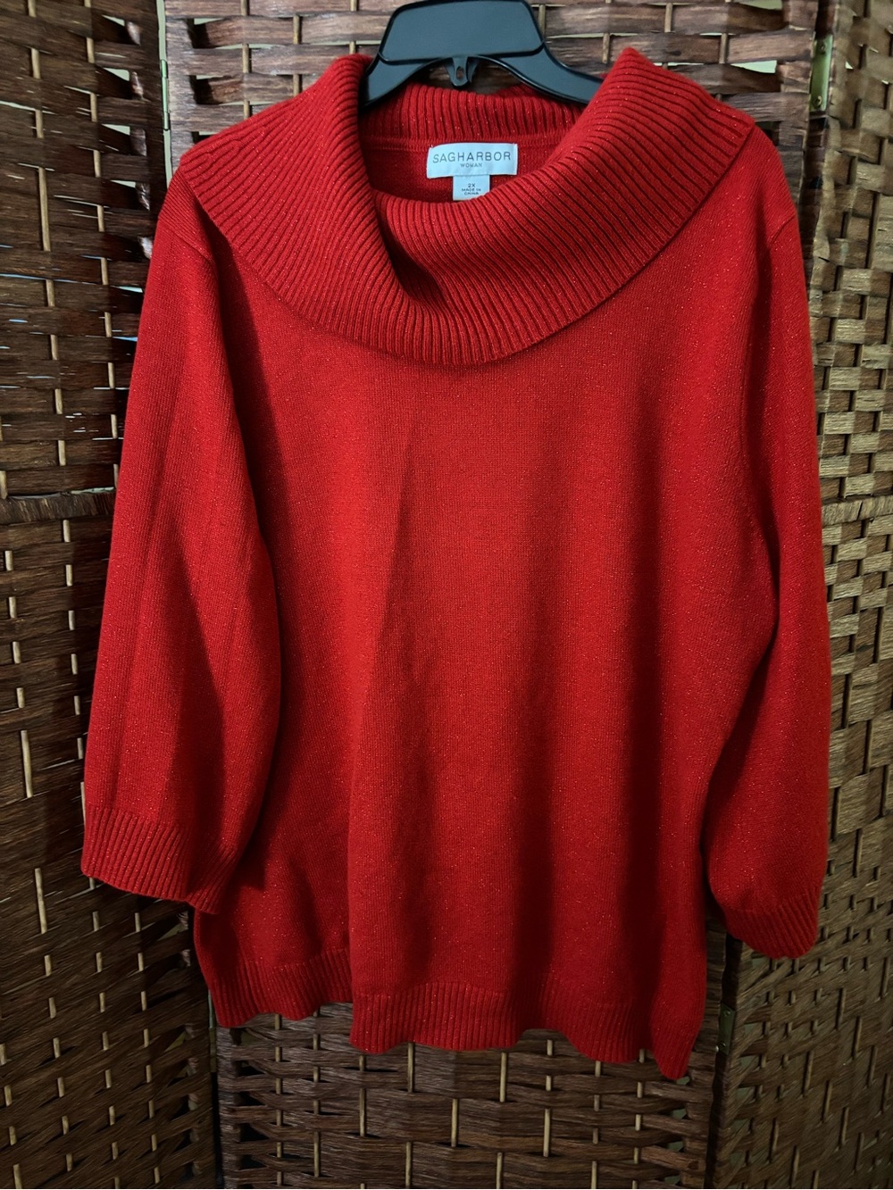 Sag Harbor Bright Red Cowl Neck Sweater